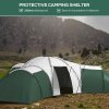 Outsunny 6-9 Man Large Tunnel Tent with 3 Bedroom, Living Area and Porch, 2000mm Waterproof Camping Tent, Portable with Bag, for Fishing Hiking Festival, Green