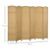 HOMCOM 6 Panel Folding Room Divider, Freestanding Privacy Screen for Living Room, Bedroom and Office, 240 x 170cm, Natural