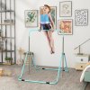HOMCOM Kids Gymnastic Bar, Foldable Horizontal Bars w/ Adjustable Height, Training Bar w/ Triangle Base - Light Blue