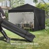 Outsunny 3 x 3 (M) Pop Up Gazebo with 3 Sidewalls, Leg Weight Bags and Wheeled Bag, Height Adjustable Party Tent Event Shelter for Garden, Patio, Black