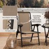 Outsunny 3 Pieces Garden Bistro Set, Folding Table and Chairs Set, Metal Garden Furniture Set with Cup Holders for Outdoor, Patio, Balcony, Khaki