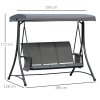 Outsunny 3 Seater Garden Swing Seat Outdoor Swing Chair with High Back Design, Steel Frame, Side Pouches, Adjustable Canopy, Charcoal Grey