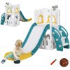 AIYAPLAY Kids Slide, 4 in 1 Toddler Slide with Basketball Hoop, Climber, Telescope, Storage Basket, Indoor Slide for 1-3 Years, Yellow