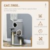 PawHut Cat Tree for Indoor Cats, 3 Tier Cat Tower Barrel Shaped with Sisal Scratching Posts, Cat Bed, Platforms, Hanging Ball, Grey