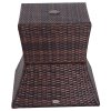 Outsunny Rattan Outdoor Coffee Table, Wicker Garden Patio Bistro Side Table with Umbrella Hole and Storage Space for Balcony, Porch, Brown