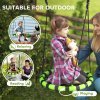 AIYAPLAY Kids Nest Swing Seat, Hanging Set with Height Adjustable Ropes for Kids, 60cm Diameter Round Saucer Swing Chair for Outdoor, Garden, Black/Green