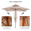 Outsunny 3 x 3 (m) Garden Parasol Umbrella, Large Square Outdoor Patio Sunshade Canopy with Double Tier, 48 mm Wooden Pole, 8 Ribs for Balcony, Beige