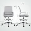 HOMCOM Drafting Chair, Swivel Draughtsman Chair, Ergonomic Office Chair, Mesh Standing Desk Chair with Lumbar Support, Adjustable Foot Ring, Adjustable Height, Grey