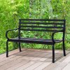 Outsunny 2 Seater Metal Garden Park Bench Porch Chair Furniture Patio Outdoor Park Loveseat Seat Black