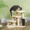 Pet Steps for Bed and Sofa Dog Cat Stairs w/ Scratching Tickling Post, Beige