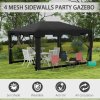 Outsunny 4 m x 3 m Gazebo with Sides, Outdoor Party Tent, Sun Shade Canopy with Mesh Sidewalls, Dark Grey