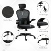 Vinsetto High Back Office Chair, Mesh Computer Desk Chair with Rotatable Headrest, 4D Lumbar Support, Flip-up Arm, Adjustable Height, Black