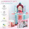 AIYAPLAY 31 Pieces Kids Dressing Table Set with Magical Princess Mirror, Music Lights, Makeup Accessories, Hair Dryer, Chair, Drawer for Ages 3-6 Years