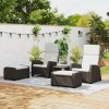 Outsunny 5 Pieces PE Rattan Garden Furniture Set, Wicker Outdoor Furniture Set with Reclining Chairs, Coffee Table, Footstools and Thick Cushions for Balcony, Patio, Brown