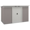 Outsunny 9ft x 4ft Metal Garden Shed, Outdoor Tool House with Foundation Kit, Ventilations and Double Doors, Light Grey