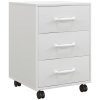 HOMCOM 3-Drawer Filing Cabinet, Mobile File Cabinet for Home Office, Small Rolling Filing Cabinet, Printer Stand, Under Desk File Cabinet for A4, Letter-Size Files, White Wood Grain