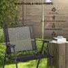Outsunny 5-Piece Garden Dining Set with 4 Foldable Armchairs, Outdoor Furniture Set with Parasol Hole and Wood-plastic Composite Top Dining Table, Mesh Seat, Black