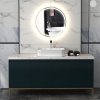 HOMCOM 600mm Round Bathroom Mirror with LED Lights, Wall Mounted Backlit Illuminated Bathroom Mirror with Demister, 3 Colours Dimmable, Memory Function, Touch Switch, Time and Temp Display, Gold Tone