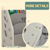 AIYAPLAY Kids Storage Units, Toy Organiser with 2 Storage Boxes, 4 Tier Bookshelf, Cabinet, for Playroom, Bedroom, Kid Room, Living Room, 67 x 29 x 98cm, Light Grey