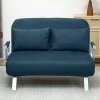 HOMCOM 2 Seater Sofa Bed, Click Clack Convertible Bed Settee, Modern Velvet Feel Fabric Sofa with 2 Cushions for Living Room, Bedroom, Guest Room, Navy Blue