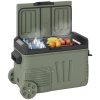 Outsunny 33L Camping Fridge Freezer Dual Zone, Portable Car Fridge 12V/24V DC & 100-240V AC, Electric Cool Box -20°C-20°C with Wheels and LED Light, for Travel, RV, Road Trip, Picnic [Energy Class E]