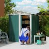 Outsunny 5ft x 4ft Garden Shed, Metal Tool Storage Shed with Sliding Door, Sloped Roof and Foundation Kit for Garden, Patio, Green