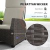 Outsunny 5 Pieces PE Rattan Garden Furniture Set, Wicker Outdoor Furniture Set with Reclining Chairs, Coffee Table, Footstools and Thick Cushions for Balcony, Patio, Brown