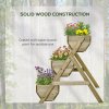 Outsunny 3 Tier 66L Raised Garden Bed Wooden Elevated Planter Box Kit for Flower, Vegetable, Herb, 65 x 75 x 76cm, Green