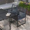 Outsunny 5 Pieces Garden Dining Set, Outdoor Patio Cube Set, 4 Seater Outdoor Table and Chairs with Foldable Backrest, Tempered Glass Top, Handwoven Rope for Poolside, Space-Saving, Dark Grey
