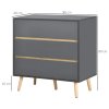 HOMCOM Chest of Drawers, 3-Drawer Storage Cabinet Organiser with Wood Legs for Bedroom, Living Room, Dark Grey