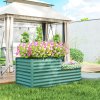 Outsunny 2-Tier Raised Garden Bed, Outdoor Galvanised Planter Box with Safety Edging and Gloves, Metal Raised Bed with Open Bottom for Vegetables, Flowers, Fruits and Herbs, Dark Green