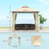 Outsunny 3 x 3 m Garden Gazebo, Double Roof Metal Gazebo with Curtains and Solar-Powered LED Lights, Outdoor Canopy Shelter for Patio, Deck, Beige