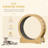PawHut Cat Treadmill, Cat Exercise Wheel, 30 inch Kitten Running Wheel with Brake, Carpeted Runway for Exercise - Natural Wood Finish