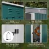 Outsunny 6.5 x 4FT Galvanised Metal Garden Shed with Foundation Kit, Lockable Tool Storage House with Double Sliding Doors and 2 Vents, Green