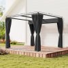 Outsunny 3 x 3(m) Pergola with Retractable Roof Canopy and Curtains, Metal Frame Garden Gazebo Outdoor Sun Shade Shelter for Grill, Patio, Deck, Charcoal Grey