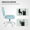 Vinsetto Cute Armless Office Chair, Small PU Leather Computer Desk Chair with Adjustable Height, Swivel Wheels, Mid Back, Light Blue