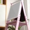 AIYAPLAY Kids Easel with Paper Roll 3 in 1 Art Easel for Toddlers Height Adjustable Double-Sided Kids Whiteboard Blackboard for Ages 3-6 Years - Pink
