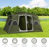 Outsunny 2 Room Camping Tent, Family Tent 4-8 Person with Large Mesh Windows, Easy Set Up for Backpacking Hiking Outdoor, Green