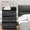 HOMCOM Bedroom Chest of Drawers, Fabric Dresser with 4 Drawers, Storage Organiser Unit with Open Shelf and Metal Frame for Living Room, Entryway