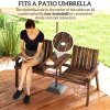 Outsunny 2-Seater Wooden Garden Bench, Antique Loveseat Chair with Table & Parasol Hole, Outdoor Bench for Porch, Patio, Carbonised Finish