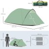 Outsunny Two-Man Camping Tent Dome Tent with Weatherproof Shell, Vestibule & Windows, for Fishing & Hiking, Green and Yellow