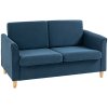 HOMCOM 2 Seater Sofa, Compact Loveseat, Linen Upholstered Couch with Wood Legs and Armrest, Small Sofa for Living Room and Home Office