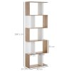 HOMCOM Bookcase, S-Shaped Wooden Bookshelf, 5/6 Tiers Freestanding Storage Shelf, Home Office Decorative Display Stand Rack, 24D x 60W x 184.5H