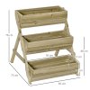 Outsunny 3 Tier 66L Raised Garden Bed Wooden Elevated Planter Box Kit for Flower, Vegetable, Herb, 65 x 75 x 76cm, Green