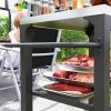 Outsunny Three-Shelf Outdoor Grill Cart with Stainless Steel Top, Outdoor Kitchen Island with 4 Wheels, 3 Hooks, Movable Food Prep Pizza Oven Table for Kitchen, Patio, Garden, 65.5 x 41 x 79 cm