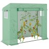 Outsunny Tomato Greenhouse Walk-in Garden Greenhouse with Pent Roof, Roll-up Door, Mesh Window for Plants Flowers Herbs Grow, 200 x 76 x 168 cm, Green
