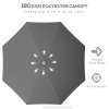 Outsunny 2.65m Garden Parasol with Lights, Solar Charged Warm Yellow LED Patio Umbrella with Crank Handle, for Balcony, Outdoor and Lawn, Charcoal Grey