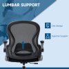 Vinsetto Drafting Chair with Flip-up Armrests, Mesh Office Chair, Ergonomic Draughtsman Chair with Lumbar Support and Footrest Ring for Standing Desk and Bar Counter, Black
