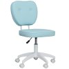 Vinsetto Cute Armless Office Chair, Small PU Leather Computer Desk Chair with Adjustable Height, Swivel Wheels, Mid Back, Light Blue