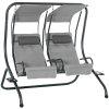 Outsunny Canopy Swing Chair Modern Garden Swing Seat Outdoor Relax Chairs with Removable Cushion, Headrest and Removable Shade Canopy, Grey
